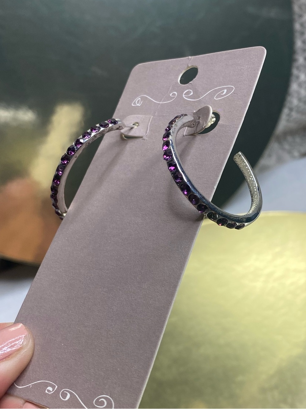 Amethyst Silver Hoop Earrings